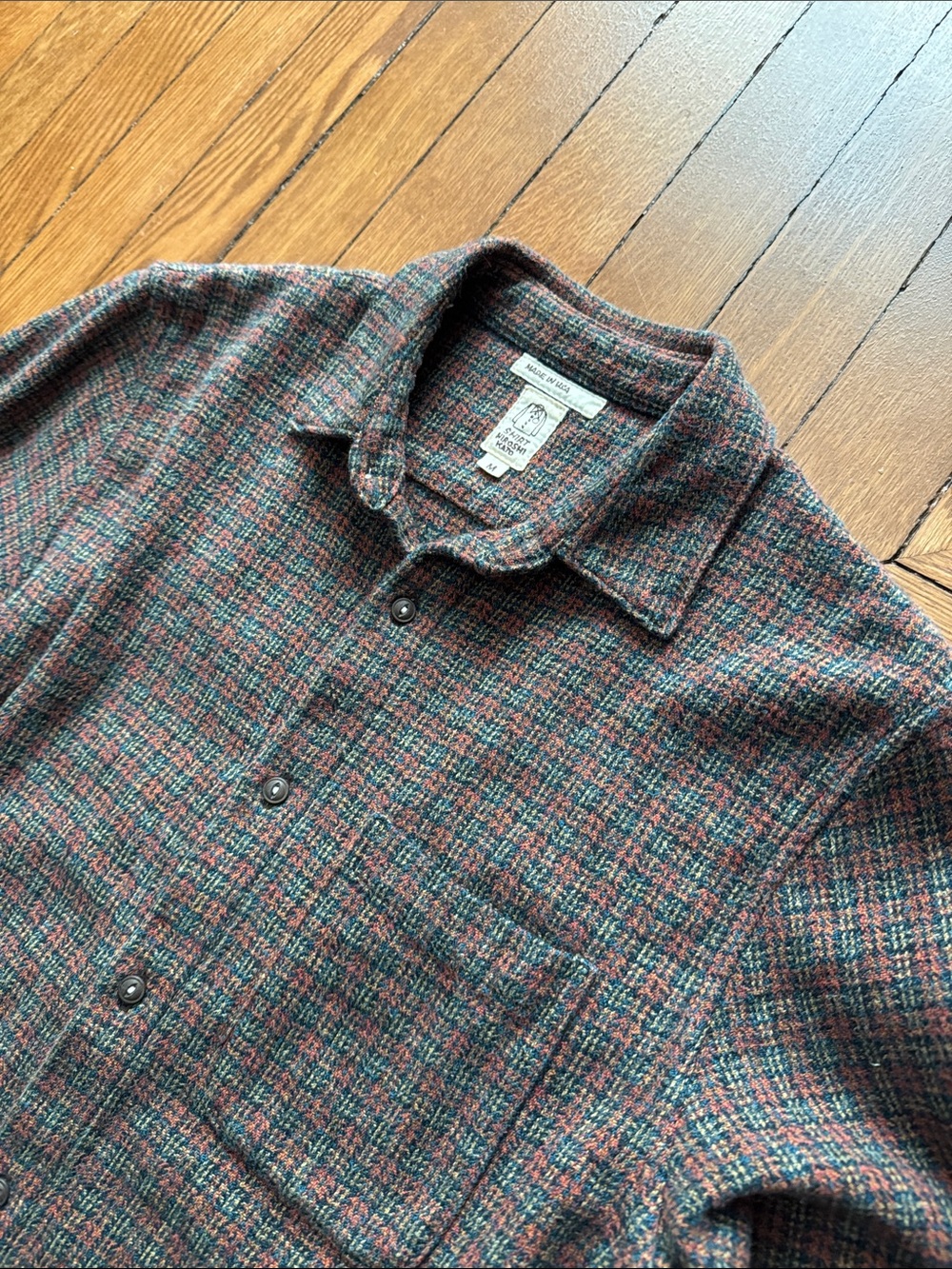 Hiroshi Kato Men’s Ripper Shirt in Orange and Green Plaid Japanese Loose Weave M - Picture 5 of 6